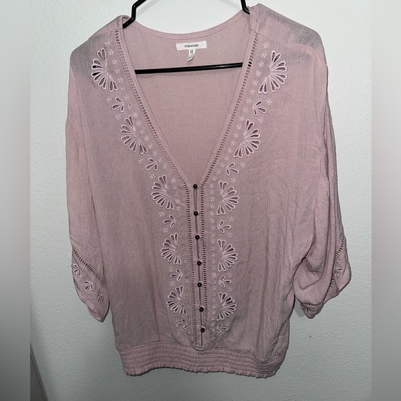 Maurices Mauve Floral Embroidered Blouse - Picture 1 of 5